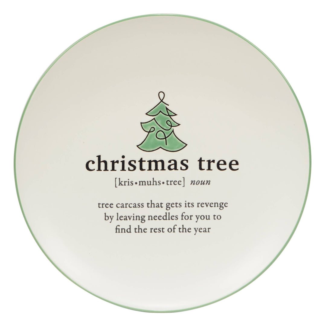Christmas Fun Green Sayings Dessert Plate 8.5in asst