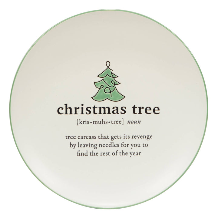 Christmas Fun Green Sayings Dessert Plate 8.5in asst