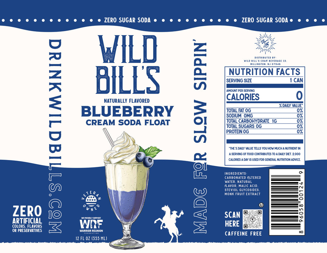 Blueberry: Zero Sugar Soda, Clean Ingredients, 12-Pack, Cans