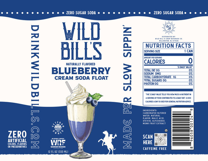 Blueberry: Zero Sugar Soda, Clean Ingredients, 12-Pack, Cans