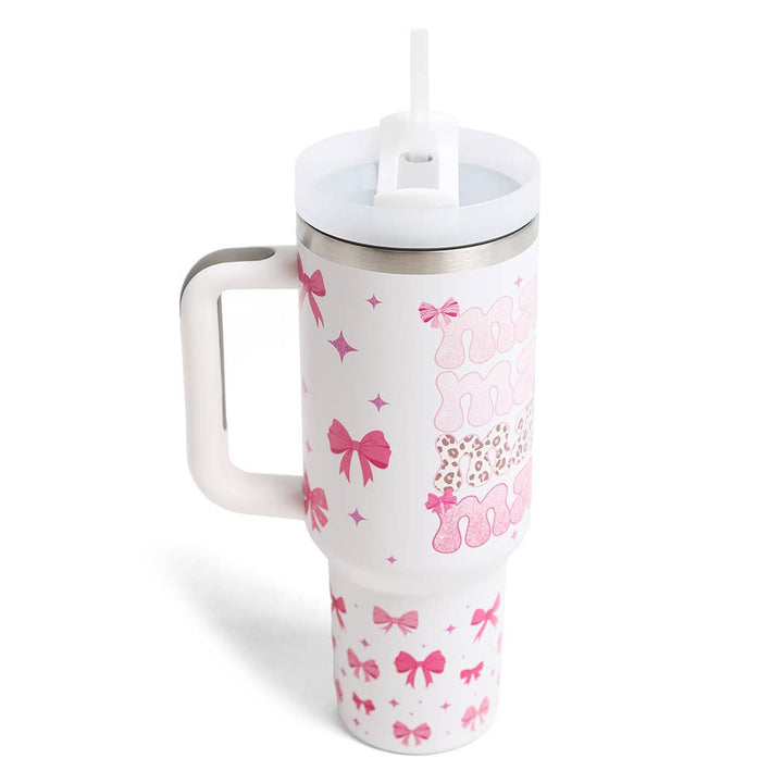 Bow Mama Printed 40oz Tumbler with Handle: MAMA / ONE SIZE