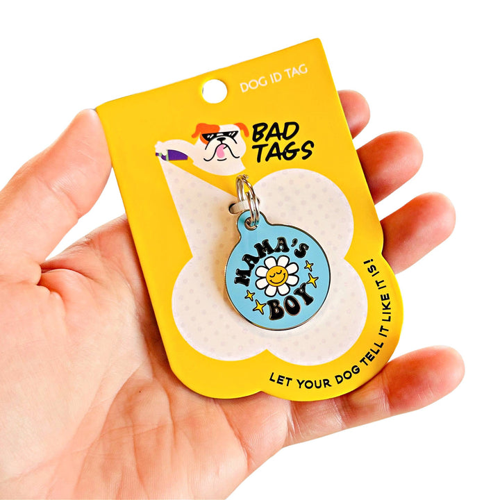 Bag Tags- Mama's Boy: Engraved QR Code / Small 1"
