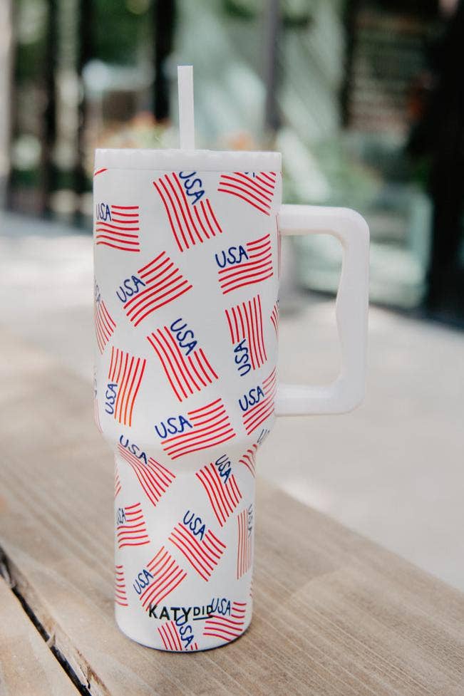 "USA" Flags Repeat Wholesale Tumbler Cup: White