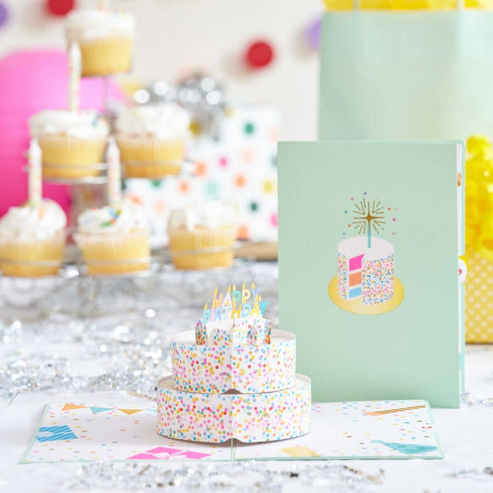 Sprinkles Birthday Cake Pop-Up Card, Birthday Cards