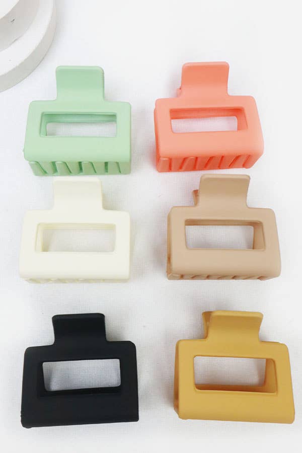24-Pcs Small Matt Cut Out Rectangle Hair Claw: MIX COLOR / ONE