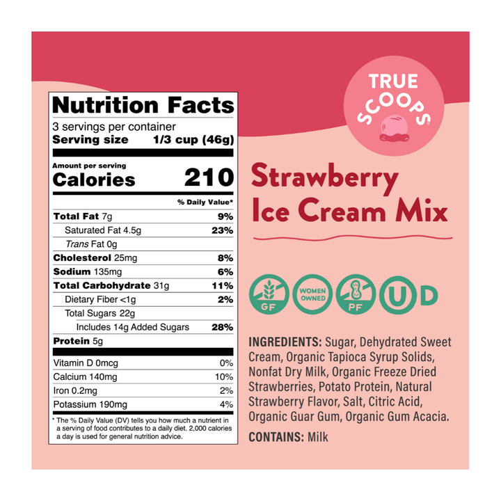 True Scoops Strawberry Ice Cream Mix (Min 6 units)
