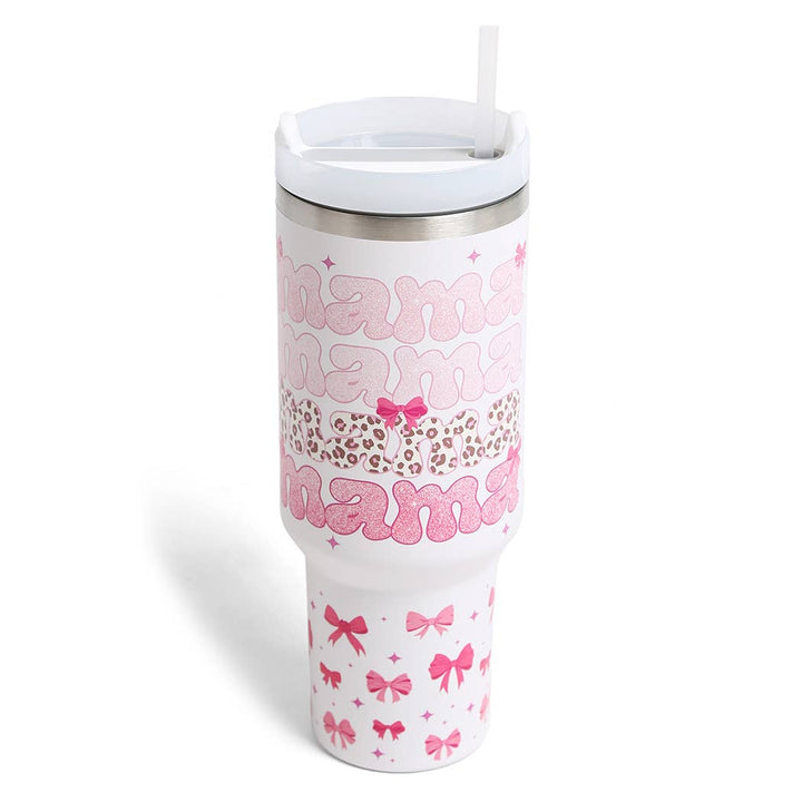 Bow Mama Printed 40oz Tumbler with Handle: MAMA / ONE SIZE