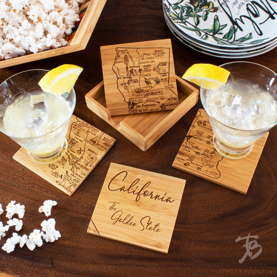 California Puzzle 4-Pc. Coaster Set with Case