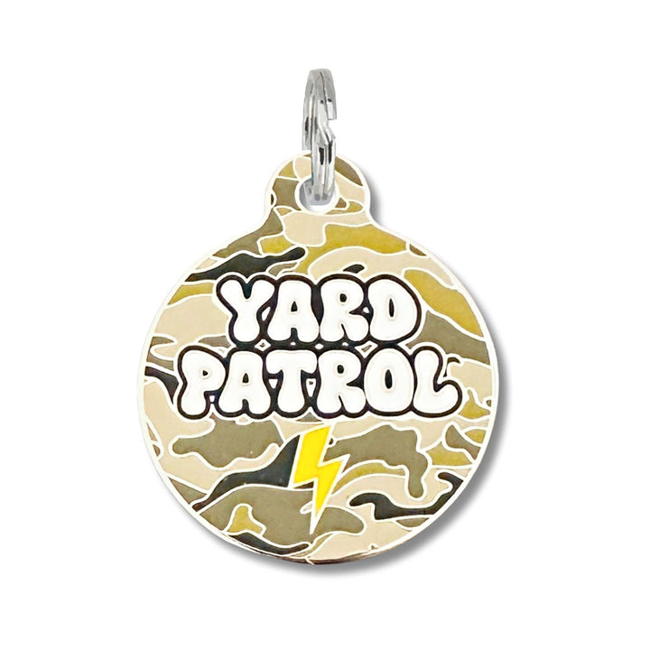 Camo Dog ID Tag w/ Personalized QR Code - Yard Patrol : Engraved QR Code / Small 1"