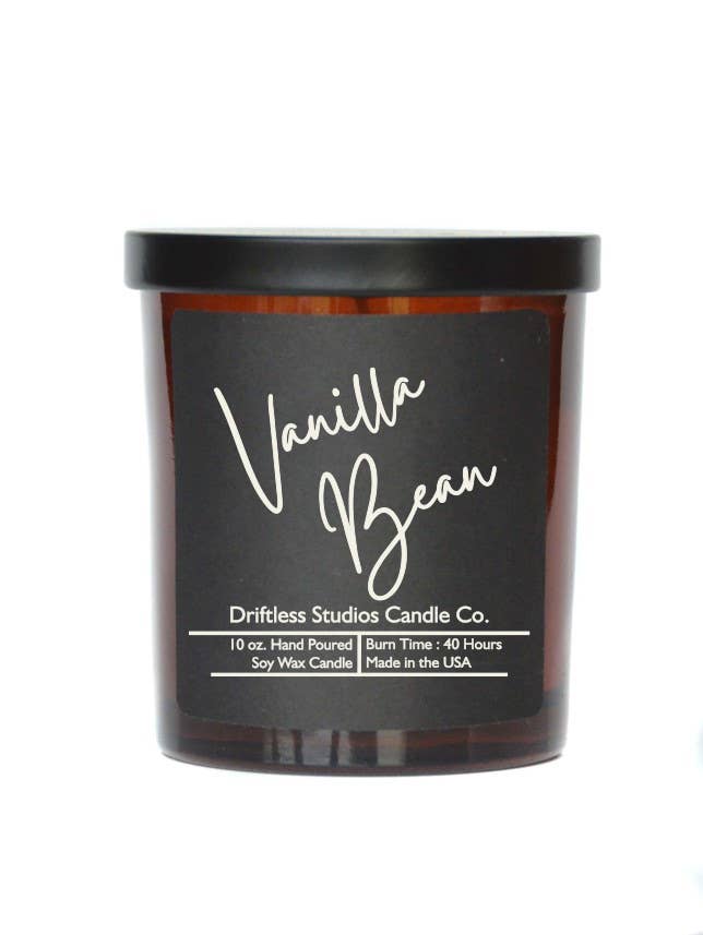 Vanilla Bean Soy Candle - 10 oz. Jar With Lid Black Label