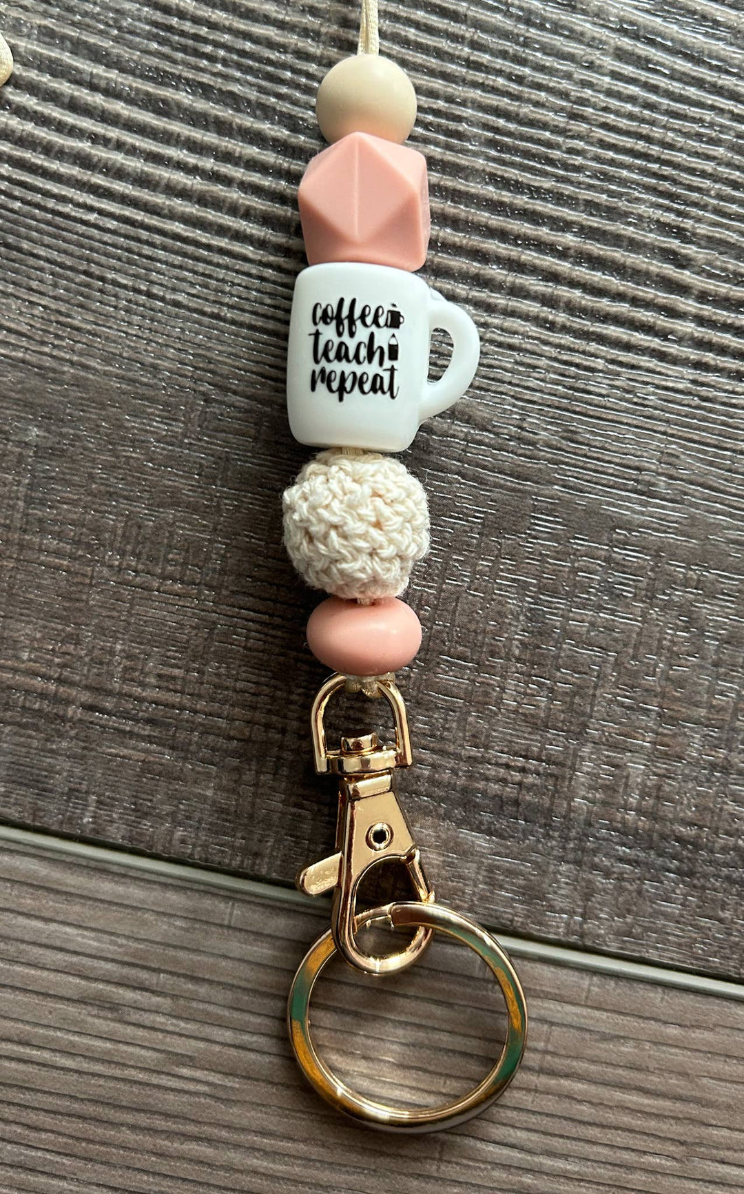 Coffee Teach Repeat Silicone Lanyard