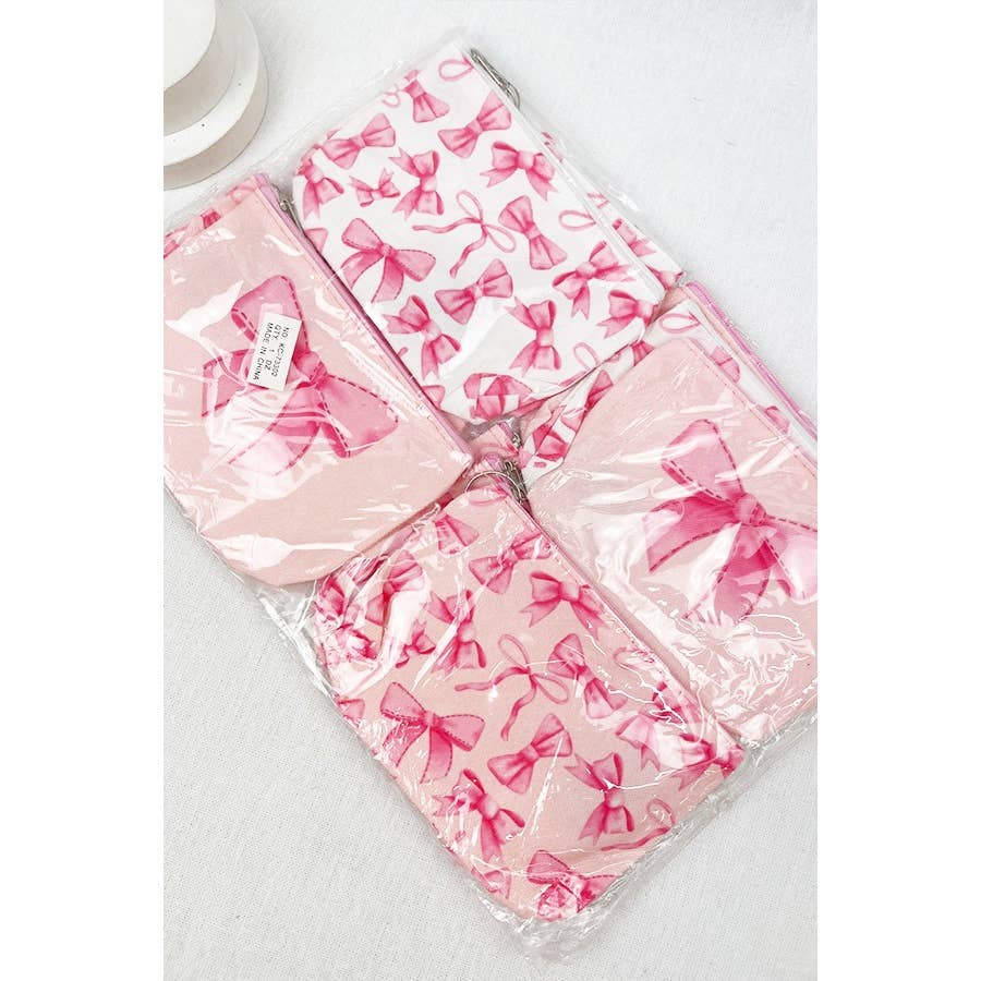 Bow Design Printed Coin Purse: PINK COMBO / ONE(12)