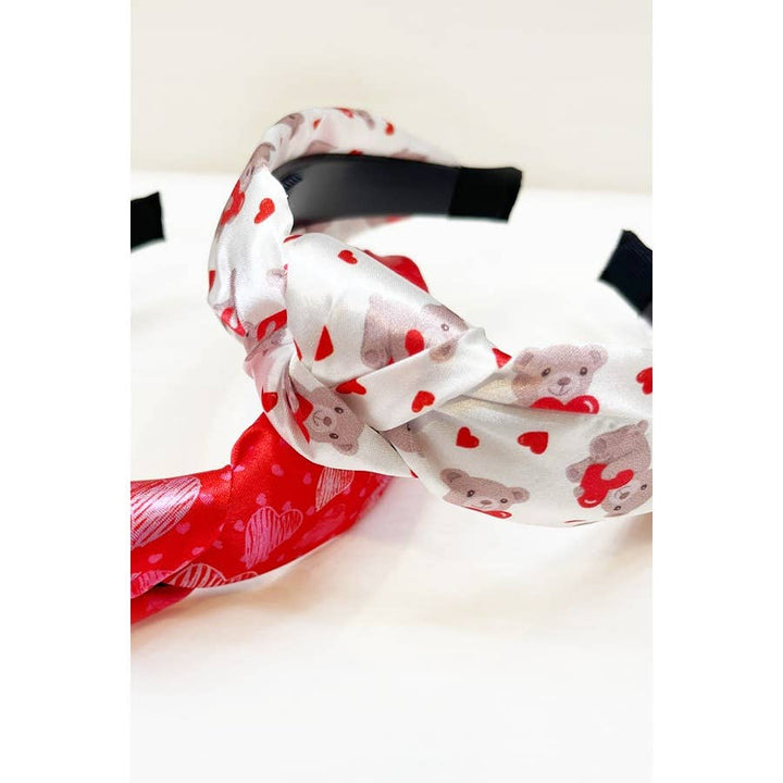 Valentines Day Satin Heart Print Headband: MIX COLOR / ONE(12)