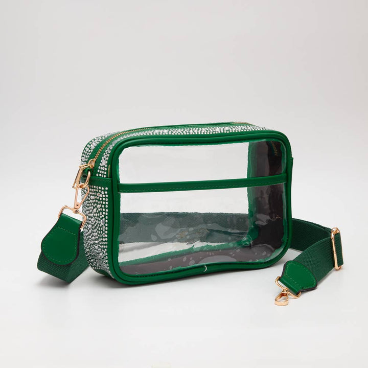 Game Day Stadium Rhinestone Rectangle Clear Bags: Gold