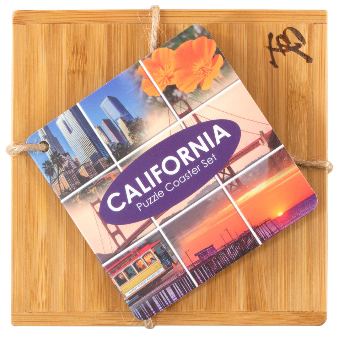 California Puzzle 4-Pc. Coaster Set with Case