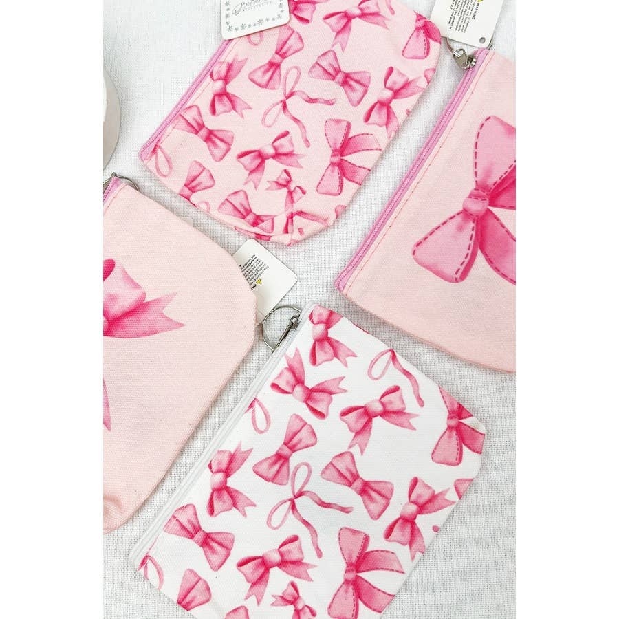 Bow Design Printed Coin Purse: PINK COMBO / ONE(12)
