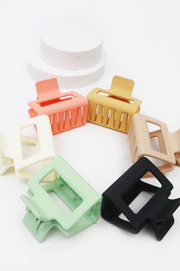 24-Pcs Small Matt Cut Out Rectangle Hair Claw: MIX COLOR / ONE