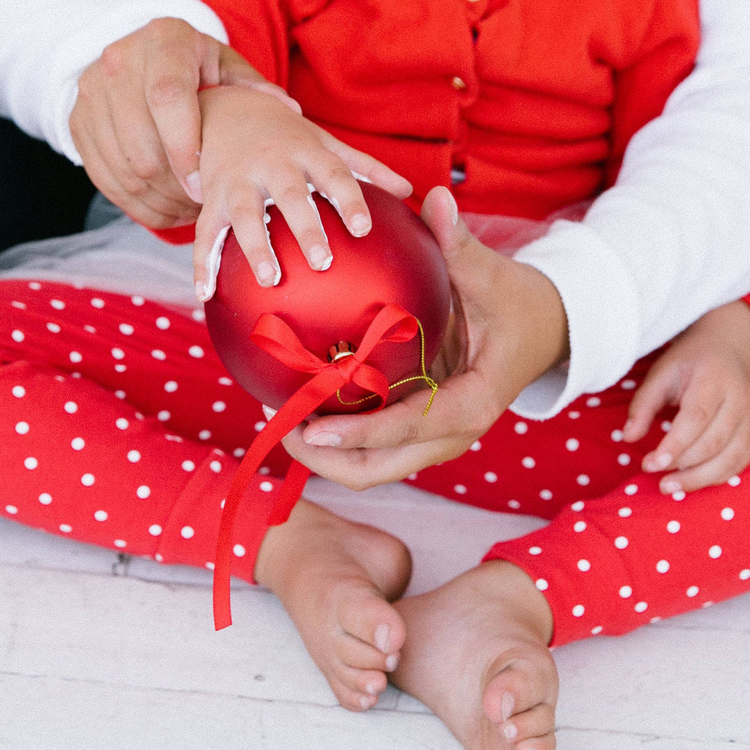 Babyprints Round Christmas Ornament, Red