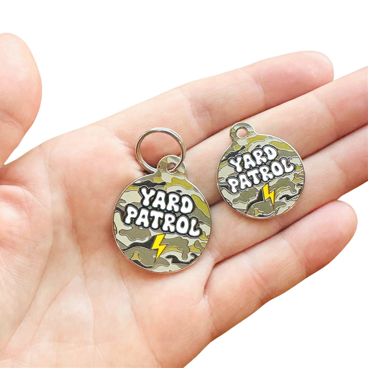 Camo Dog ID Tag w/ Personalized QR Code - Yard Patrol : Engraved QR Code / Small 1"