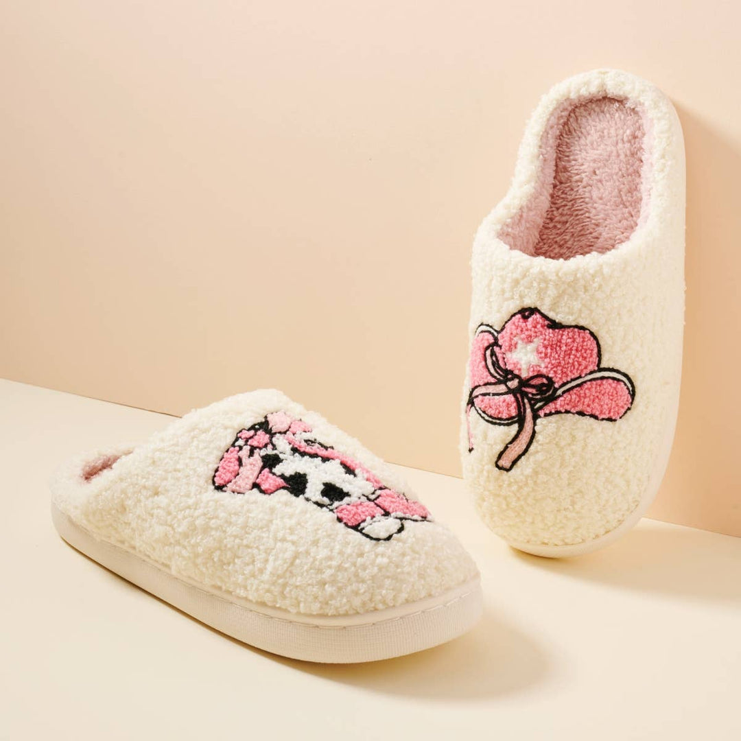Western Boots and Hat Home Slippers: White / Medium / 4DL98006
